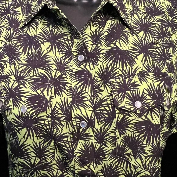 Sandrine Rose x Free People Hawaiian Pearl Snap Palm Cali Havana Shirt. Size S I - Picture 2 of 6